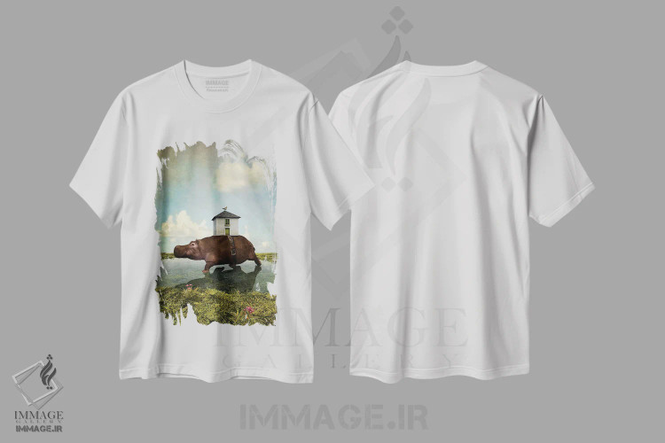 تیشرت سفید طرح دار هیپوی خانگی، هنر فاخر معاصر اثر سینتیا دکر | immage.ir