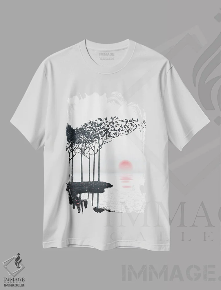 تیشرت سفید طرح دار آکی، هنر دیجیتال اثر سینتیا دکر | immage.ir