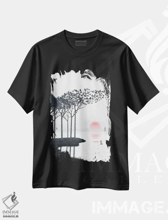 تیشرت مشکی طرح دار آکی، هنر دیجیتال اثر سینتیا دکر | فروشگاه ایماژ