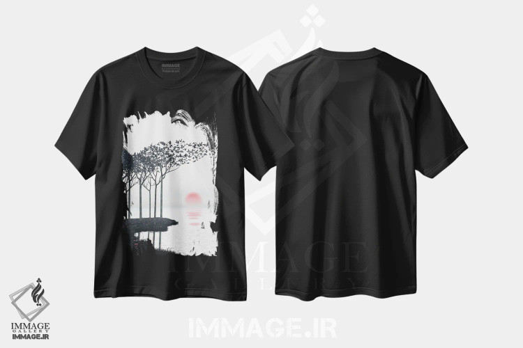 تیشرت مشکی طرح دار آکی، هنر دیجیتال اثر سینتیا دکر | فروشگاه ایماژ