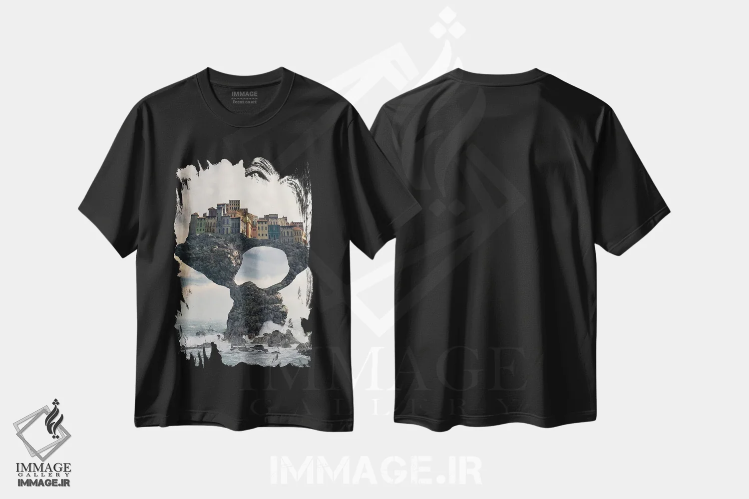 تیشرت مشکی طرح دار ناپایدار، هنر دیجیتال اثر سینتیا دکر | فروشگاه ایماژ