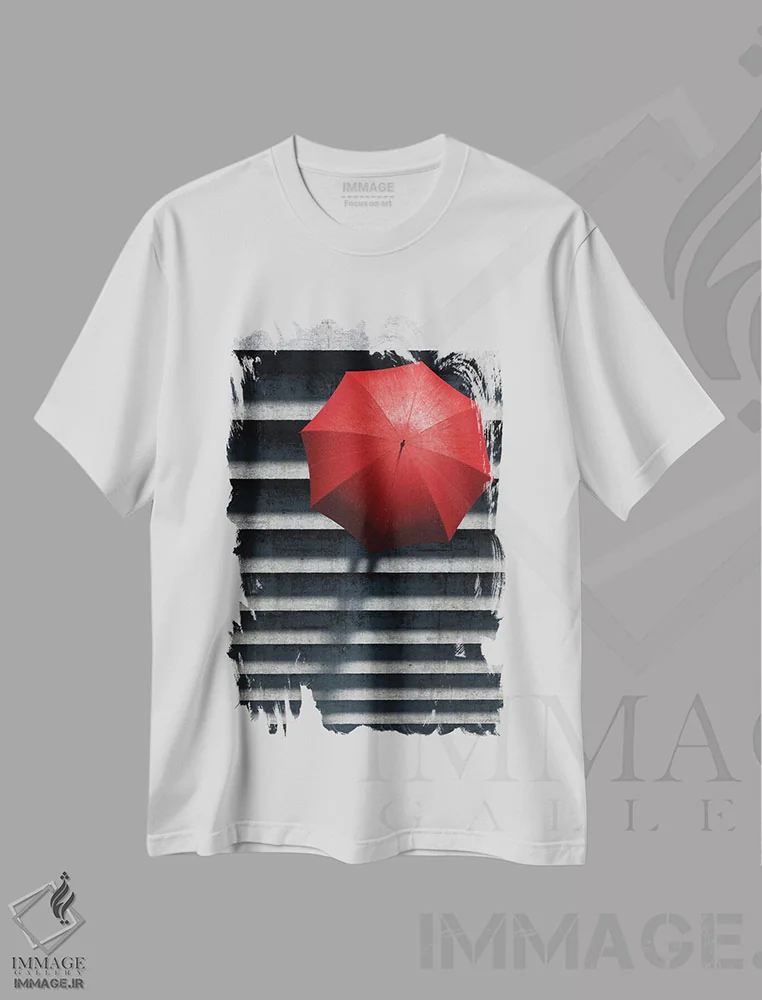 تیشرت سفید طرح دار پله ها، هنر دیجیتال اثر سینتیا دکر | فروشگاه ایماژ