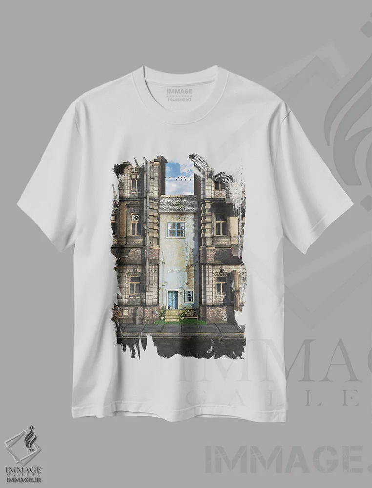 تیشرت سفید طرح دار مخالف باقی مانده، هنر فاخر معاصر اثر سینتیا دکر | immage.ir