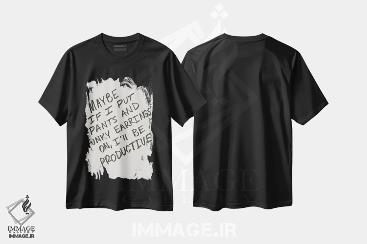 تیشرت مشکی طرح دار کار از خانه، تزئینی اثر کروموآی | فروشگاه ایماژ