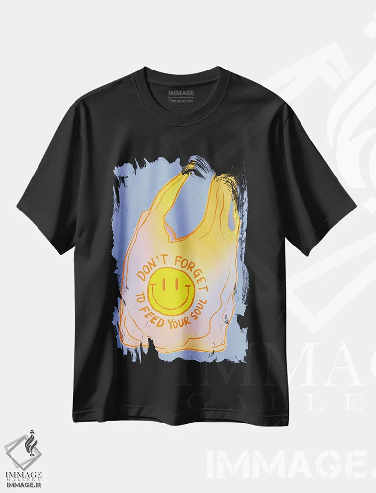 تیشرت مشکی طرح دار روحت را تغذیه کن، تزئینی اثر کروموآی | فروشگاه ایماژ