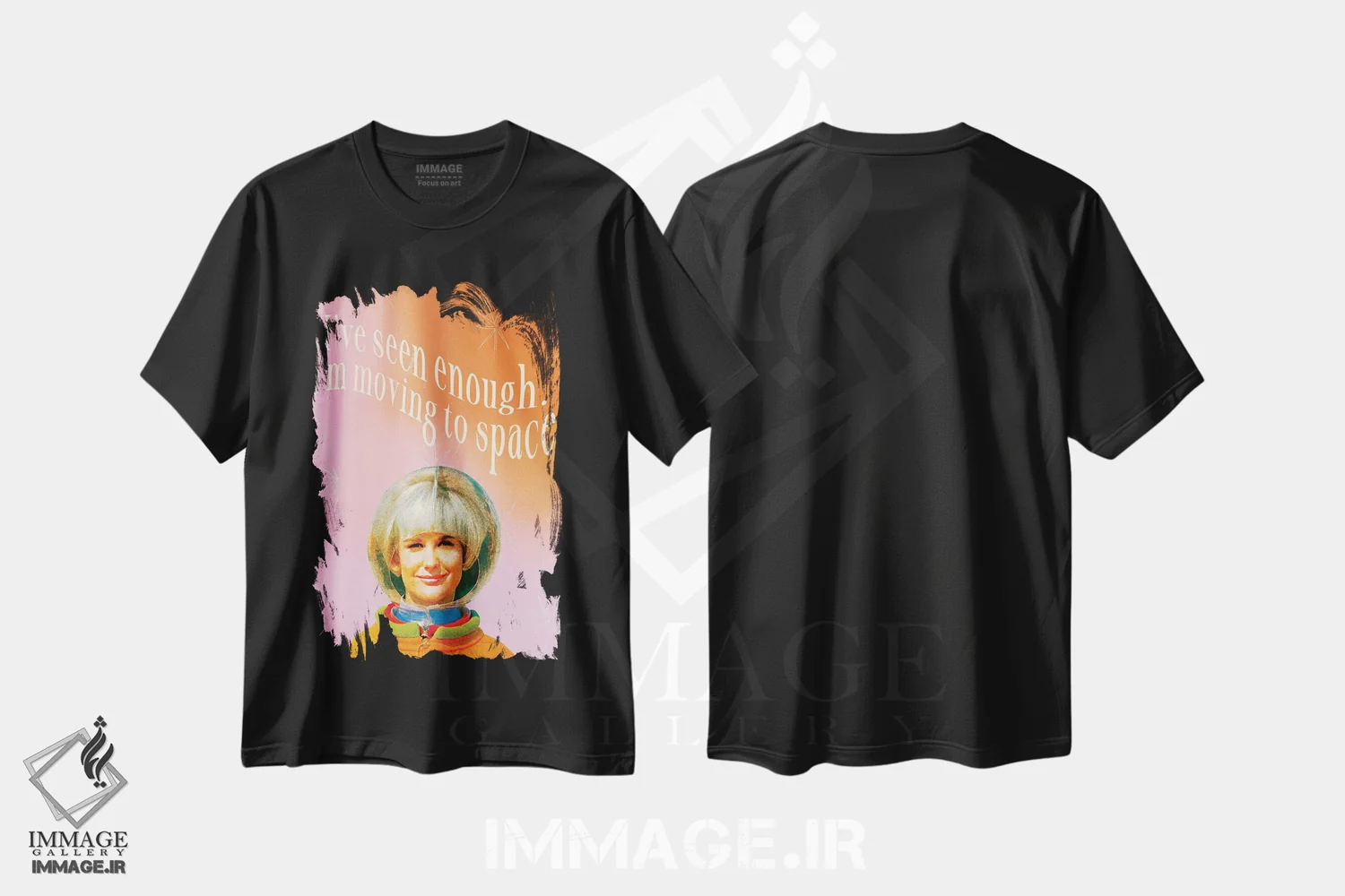 تیشرت مشکی طرح دار کافی دیده ام، تزئینی اثر کروموآی | immage.ir