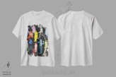 تیشرت سفید طرح دار در حال عبور، تزئینی اثر کروموآی | immage.ir