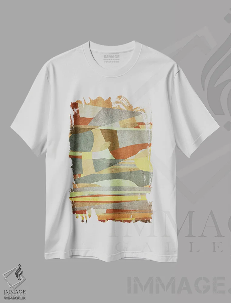 تیشرت سفید طرح دار انتزاعی آسمان شکسته اثر دن منیلی | immage.ir