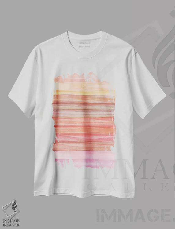 تیشرت سفید طرح دار انتزاعی آسمان نقاشی شده اثر دن منیلی | فروشگاه ایماژ