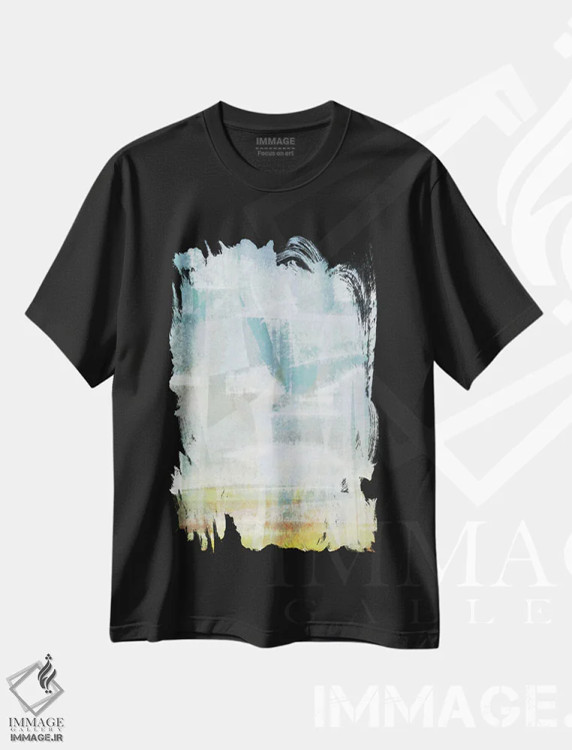 تیشرت مشکی طرح دار انتزاعی آسمان پراکنده اثر دن منیلی | فروشگاه ایماژ