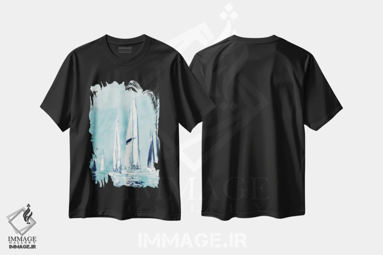 تیشرت مشکی طرح دار بادبان های بلند خیالی، مدیوم اثر دن منیلی | immage.ir