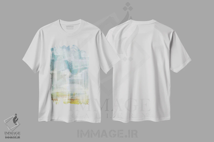 تیشرت سفید طرح دار انتزاعی آسمان پراکنده اثر دن منیلی | immage.ir