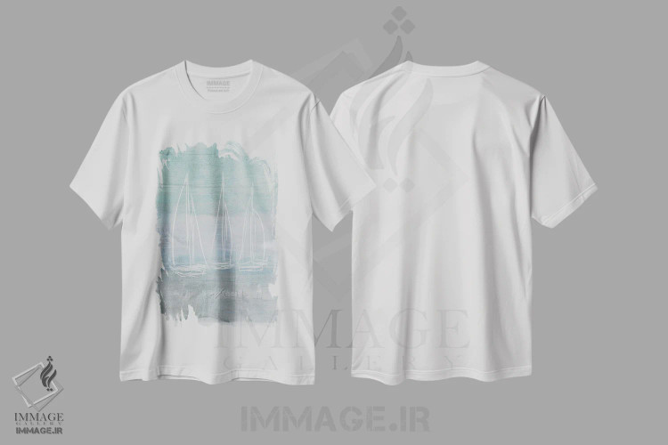 تیشرت سفید طرح دار خاطرهٔ مسابقهٔ قایقرانی I، تزئینی اثر دن منیلی | immage.ir