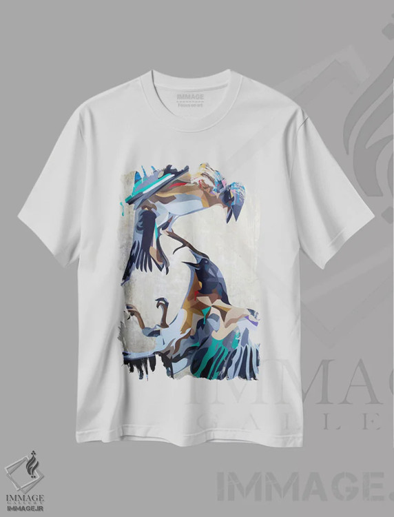 تیشرت سفید طرح دار بقای اصلح، هنر فاخر معاصر اثر داز | فروشگاه ایماژ