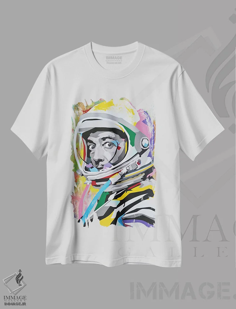 تیشرت سفید طرح دار کازمو دالی، هنر فاخر اثر داز | فروشگاه ایماژ
