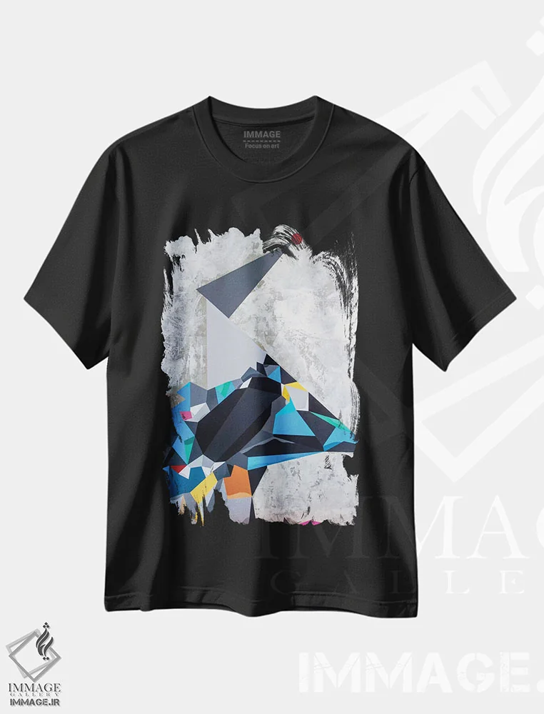 تیشرت مشکی طرح دار نور را دنبال کن اثر داز | فروشگاه ایماژ