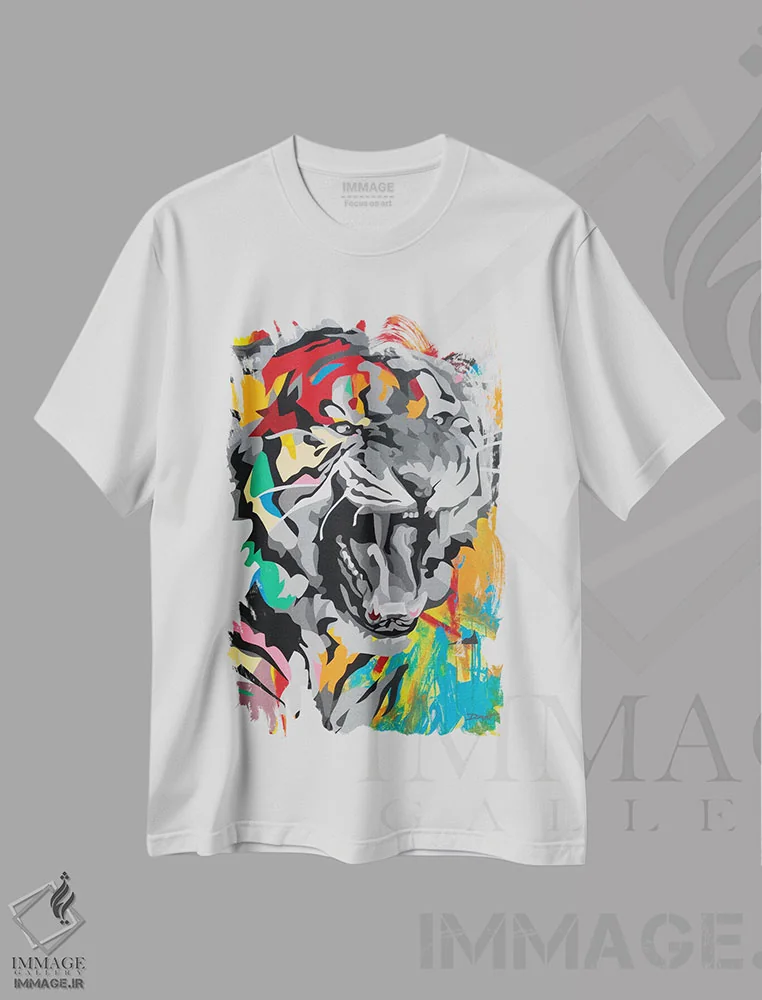 تیشرت سفید طرح دار ببر، هنر فاخر اثر داز | فروشگاه ایماژ