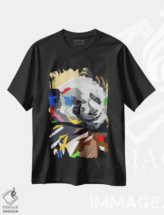 تیشرت مشکی طرح دار پاندای شاد، هنر خیابانی اثر داز | فروشگاه ایماژ