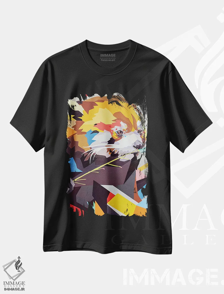 تیشرت مشکی طرح دار پاندای قرمز II، هنر فاخر اثر داز | immage.ir