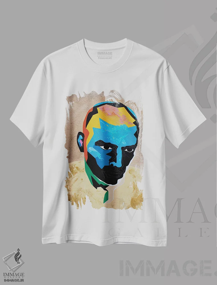 تیشرت سفید طرح دار مطالعه ای برای پرتره I، هنر فاخر معاصر اثر داز | فروشگاه ایماژ