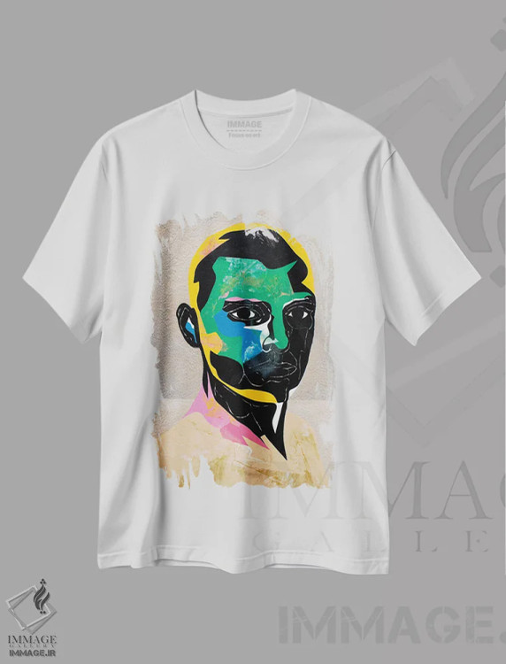 تیشرت سفید طرح دار مطالعه ای برای پرتره V، هنر فاخر معاصر اثر داز | immage.ir