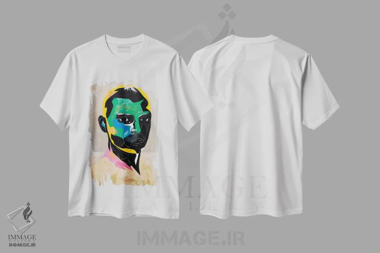 تیشرت سفید طرح دار مطالعه ای برای پرتره V، هنر فاخر معاصر اثر داز | immage.ir