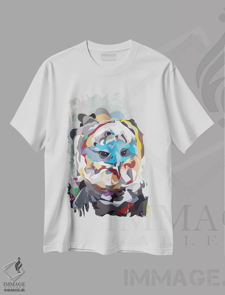 تیشرت سفید طرح دار هارپی، هنر فاخر معاصر اثر داز | immage.ir