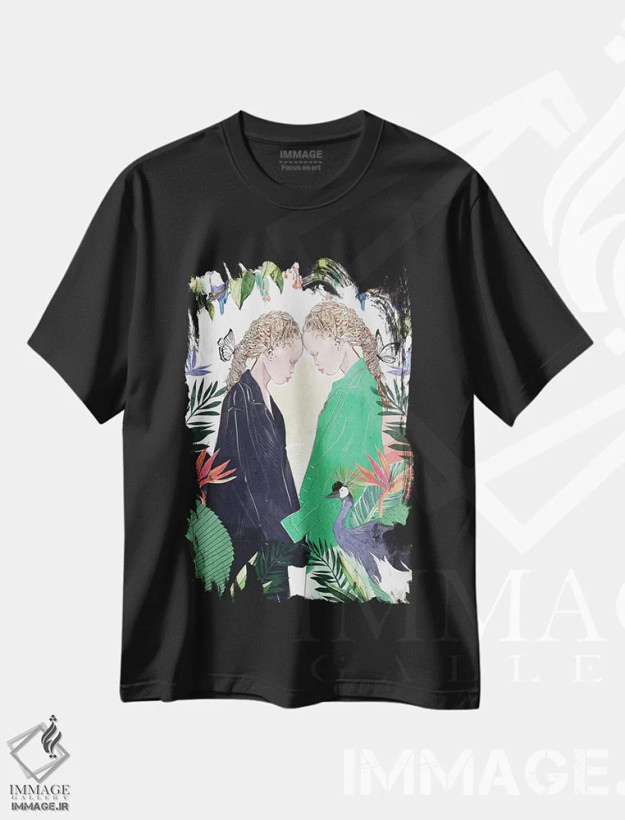 تیشرت مشکی طرح دار دوستان صمیمی، هنر آمریکایی آفریقایی تبار اثر امبر دی | فروشگاه ایماژ