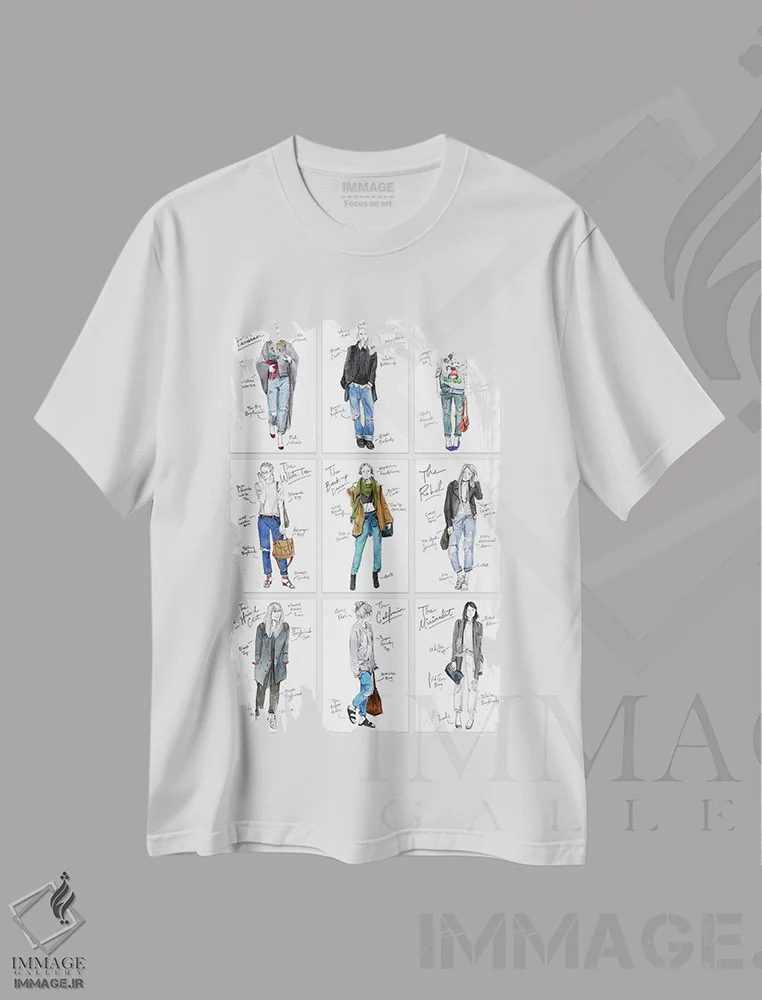 تیشرت سفید طرح دار تمام دوست پسرها، دست نقاشی و طراحی دستی اثر امبر دی | فروشگاه ایماژ