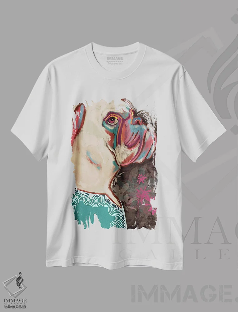 تیشرت سفید طرح دار بولداگ، دکور معاصر اثر دائو زد | immage.ir