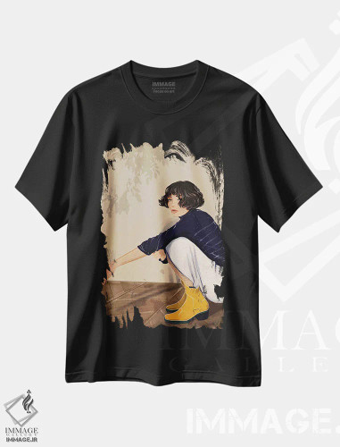 تیشرت مشکی طرح دار لولا، دست نقاشی و طراحی دستی اثر امبر دی | فروشگاه ایماژ