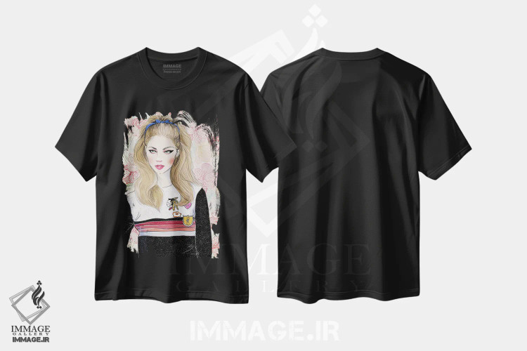 تیشرت مشکی طرح دار کمپین دهم، دست نقاشی و طراحی دستی اثر امبر دی | immage.ir