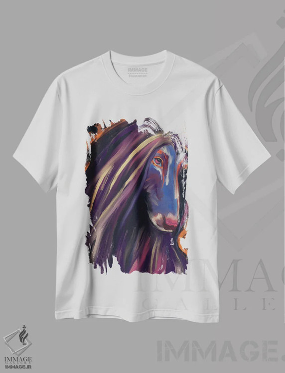 تیشرت سفید طرح دار سگ تازی افغانی، دکور معاصر اثر دائو زد | immage.ir
