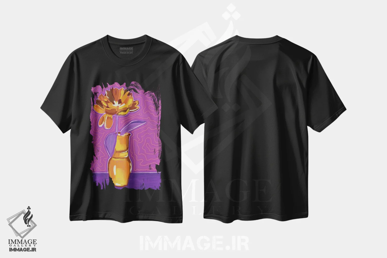 تیشرت مشکی طرح دار لطافت، نئون اثر دائو زد | immage.ir