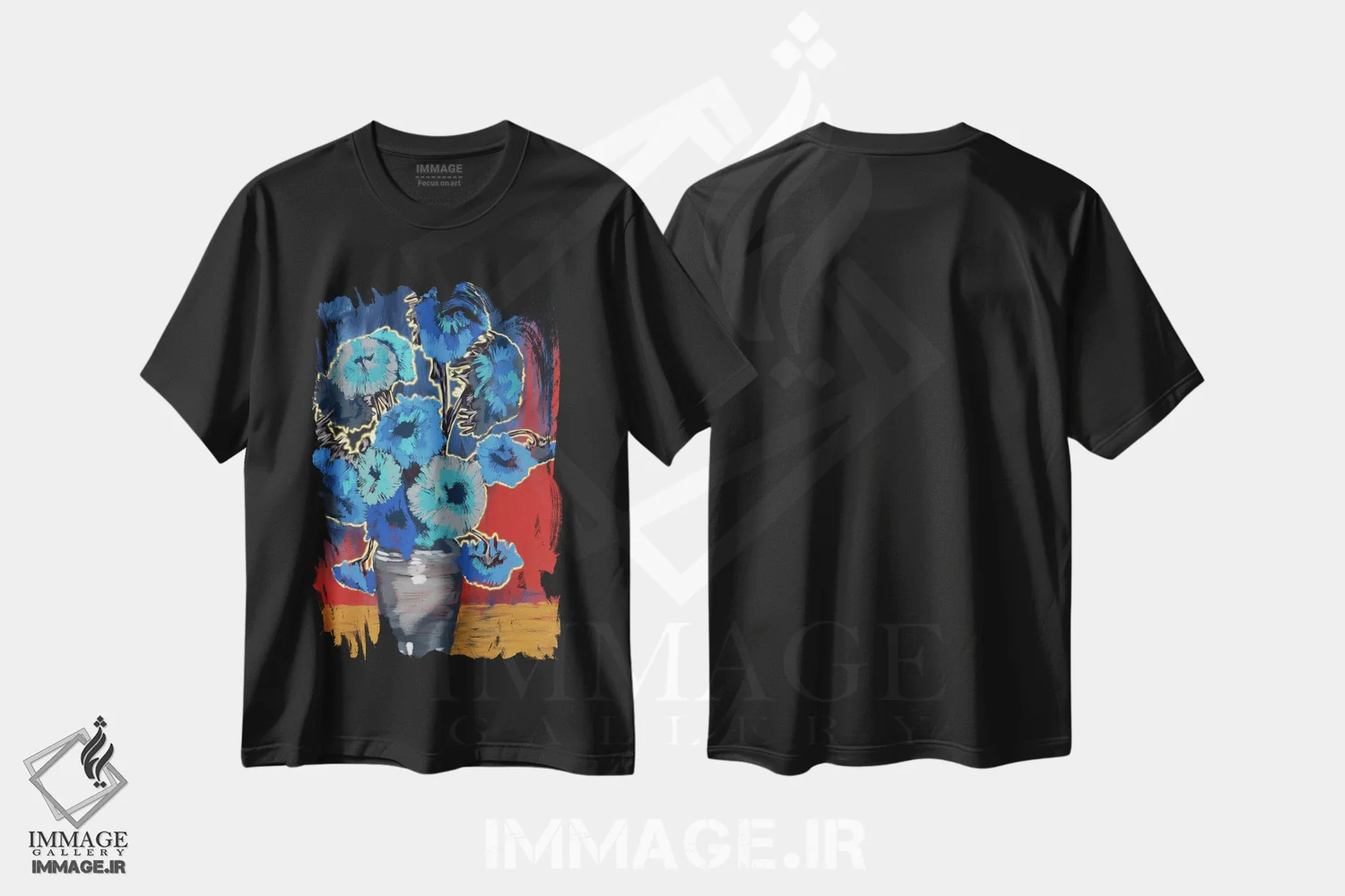 تیشرت مشکی طرح دار گل شب اثر دائو زد | فروشگاه ایماژ