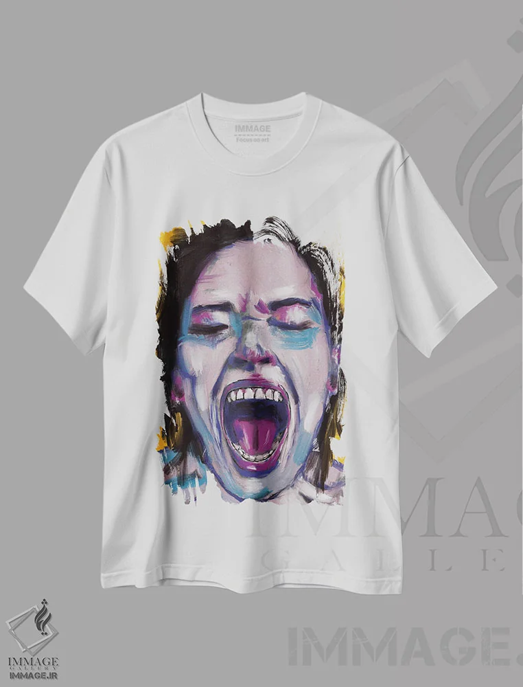 تیشرت سفید طرح دار بیان/ابراز، دکور معاصر اثر دائو زد | فروشگاه ایماژ