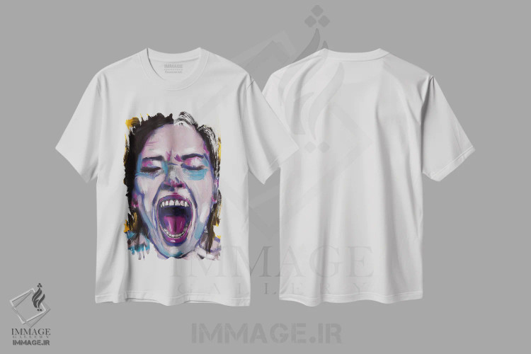 تیشرت سفید طرح دار بیان/ابراز، دکور معاصر اثر دائو زد | فروشگاه ایماژ