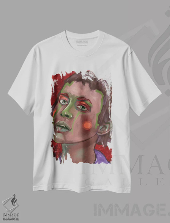 تیشرت سفید طرح دار تخیل، دکور معاصر اثر دائو زد | فروشگاه ایماژ