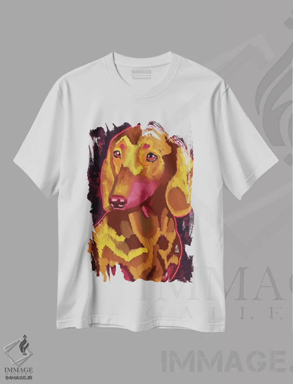 تیشرت سفید طرح دار دخسوند نارنجی، هنر فاخر معاصر اثر دائو زد | فروشگاه ایماژ