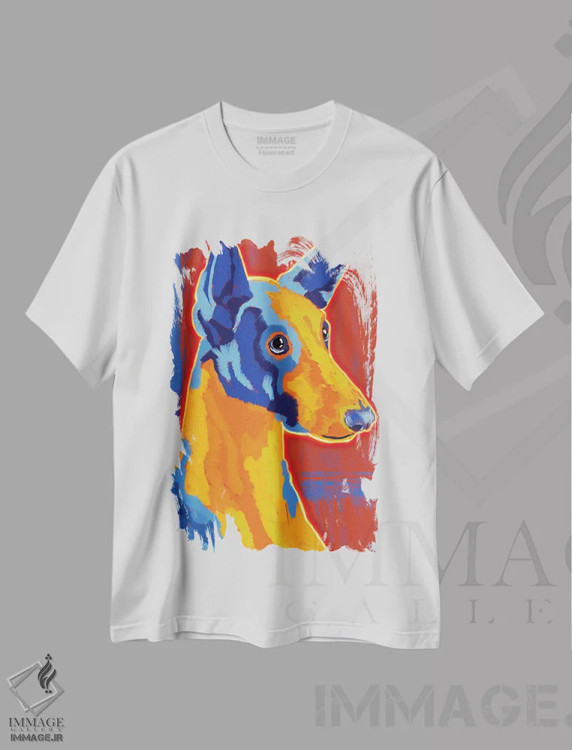 تیشرت سفید طرح دار سگ تازی فرعونی، هنر فاخر معاصر اثر دائو زد | immage.ir