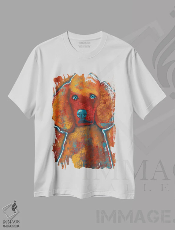 تیشرت سفید طرح دار پودل کوچک من، هنر فاخر معاصر اثر دائو زد | immage.ir