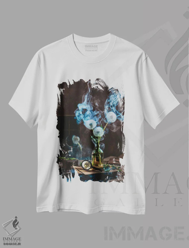 تیشرت سفید طرح دار تابستان دودی، مدیوم اثر دینا بلنکو | فروشگاه ایماژ