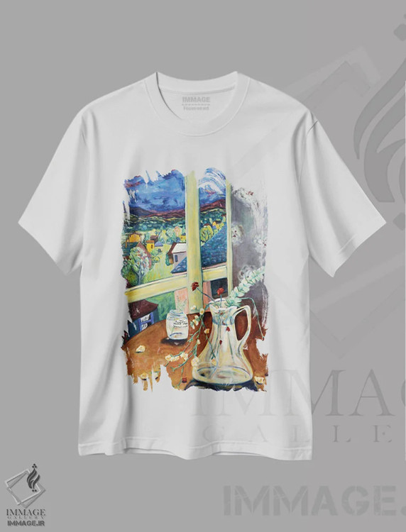تیشرت سفید طرح دار انتظار برای گذر طوفان، تزئینی اثر دبورا ایو آلاسترا | فروشگاه ایماژ
