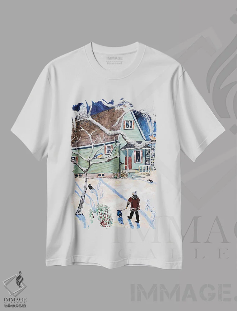 تیشرت سفید طرح دار انعکاس ها، هنر فاخر معاصر اثر دبورا ایو آلاسترا | immage.ir