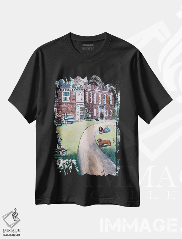 تیشرت مشکی طرح دار پارک میلِیج، دکور معاصر اثر دبورا ایو آلاسترا | فروشگاه ایماژ