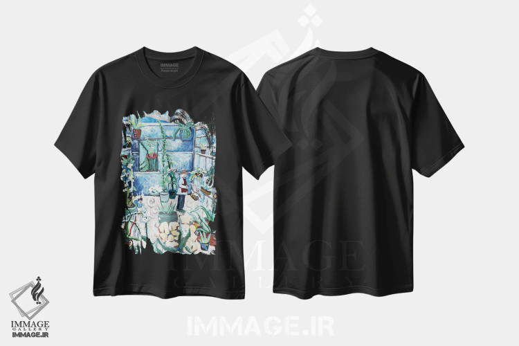تیشرت مشکی طرح دار در گلخانه، مدیوم اثر دبورا ایو آلاسترا | فروشگاه ایماژ