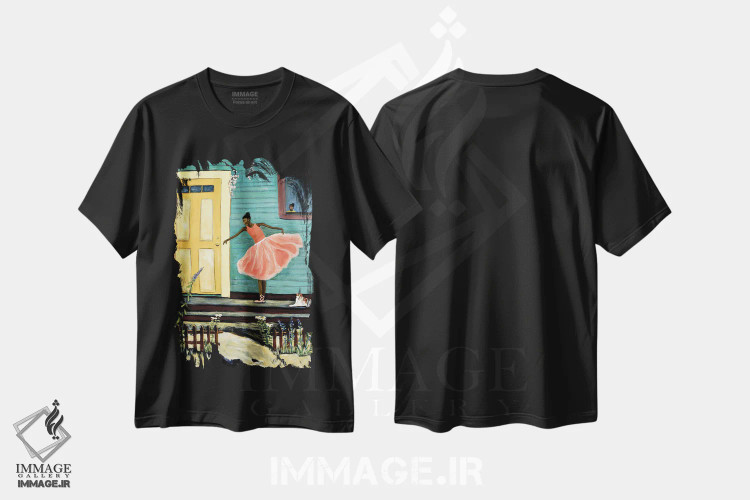 تیشرت مشکی طرح دار در خانه، هنر فاخر معاصر اثر دبورا ایو آلاسترا | فروشگاه ایماژ