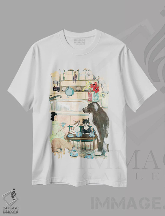 تیشرت سفید طرح دار چای آنتیک جدید، تزئینی اثر دبورا ایو آلاسترا | immage.ir