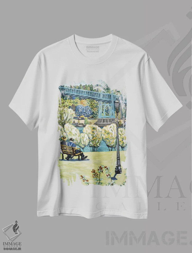 تیشرت سفید طرح دار اوایل پاییز، هنر فاخر معاصر اثر دبورا ایو آلاسترا | فروشگاه ایماژ