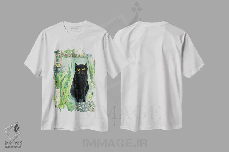 تیشرت سفید طرح دار بودای باغ، هنر فاخر معاصر اثر دبورا ایو آلاسترا | immage.ir